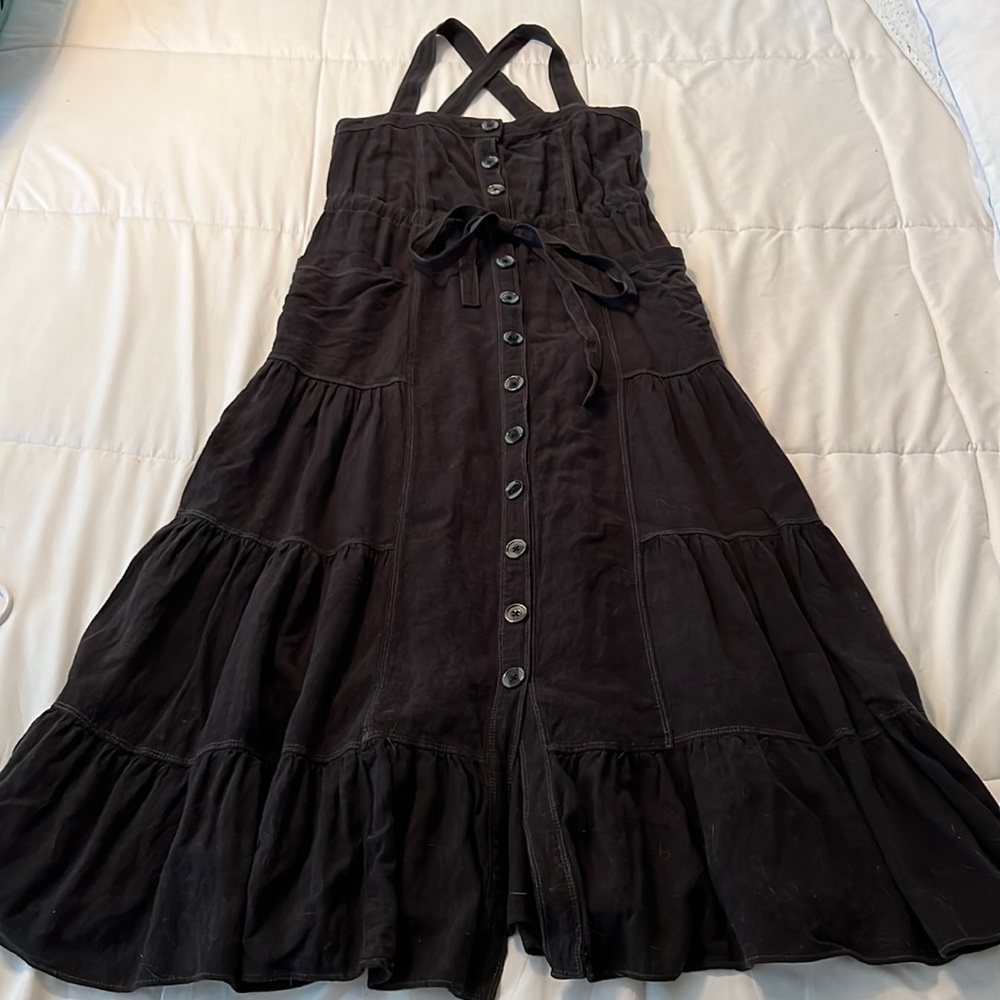 Free People Long Black Boho dress with pockets. Size XS